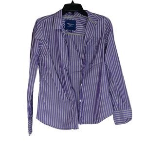 American Eagle Outfitters Long Sleeve Button Front Blouse Womens Size 8 Purple